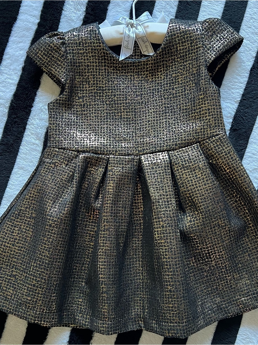 Kardashian Kids Black and Gold Textured Party Dress